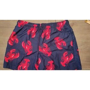George Mens Lobster Swimtrunks Sz XL used blue Red Ocean Nautical 40 42